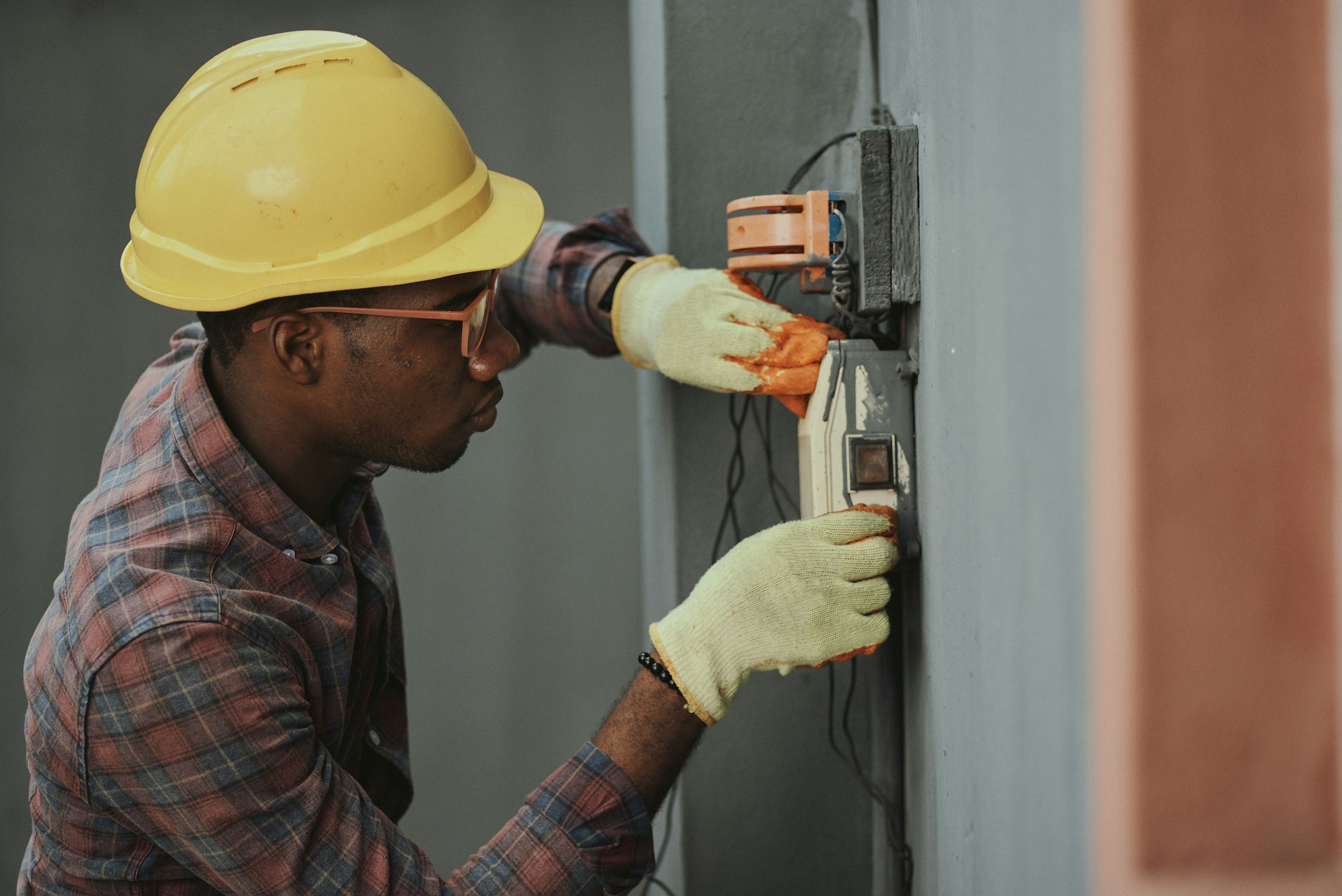 Technician with tools preparing a clean work area